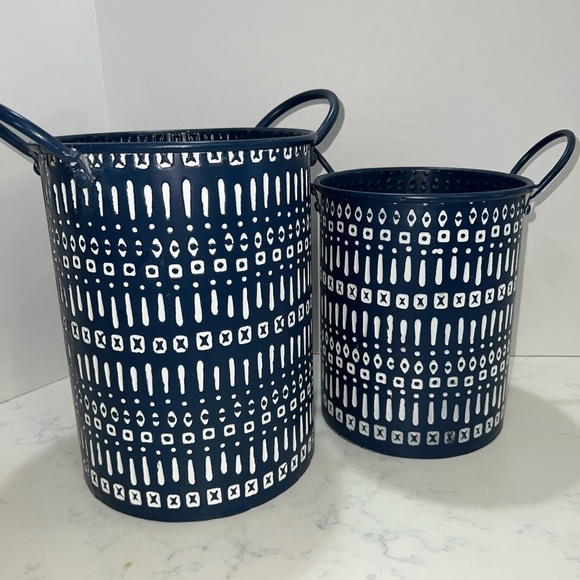 Navy and White Patterned Storage Baskets - Picture 6 of 10